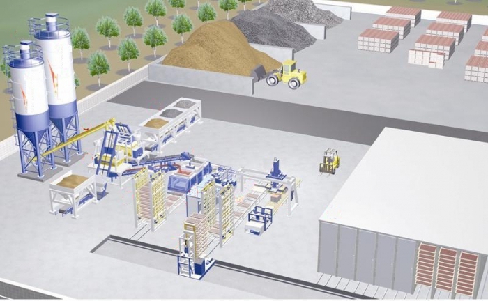 máquina para a produção de blocos de concreto de madeira