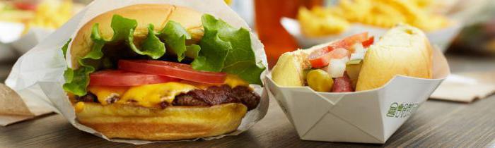 Pratos no Restaurante Shake Shack