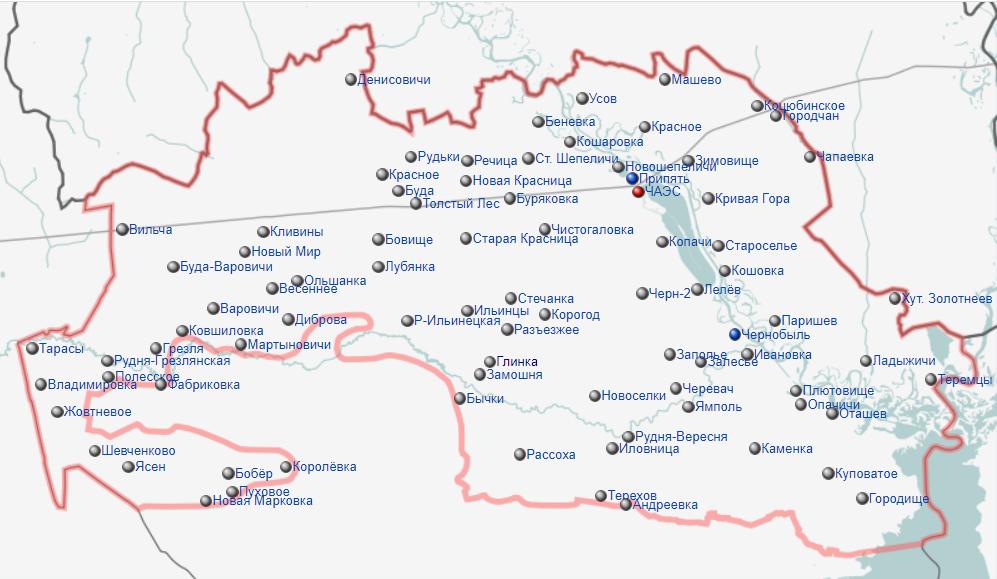 Mapas de cidades abandonadas (zonas de exclusão)